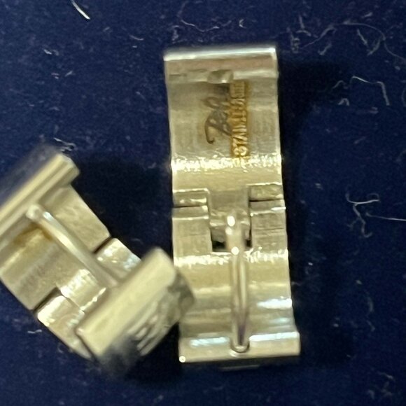 NWT Gold and Silver Stainless Steel Small Hoop earrings. Secure to Clasp - Picture 7 of 9